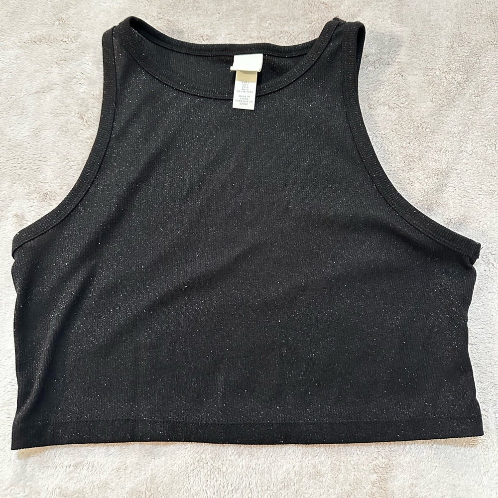 black, sparkly, cropped tank top